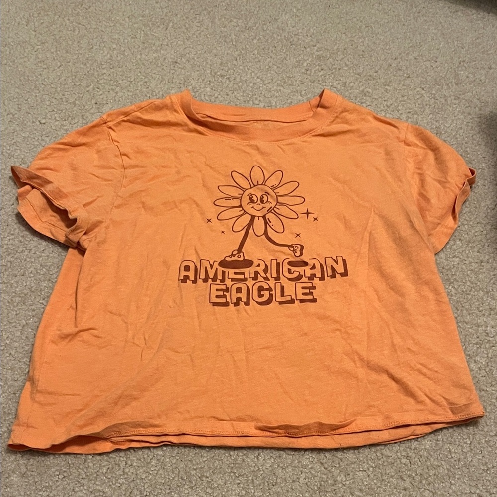 American Eagle Outfitters Orange Graphic Crop Top